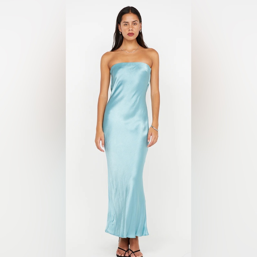 Bec & Bridge Moondance strapless dress in sea spray